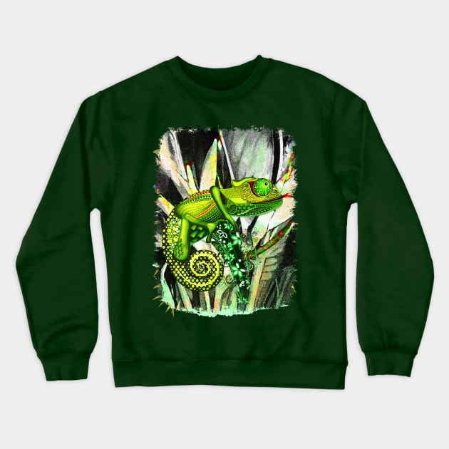 Chameleon Hunter Weird Surreal Animal Crewneck Sweatshirt by BluedarkArt
